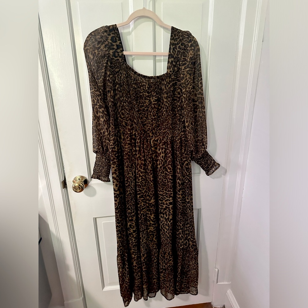 Mango, leopard long sleeve dress